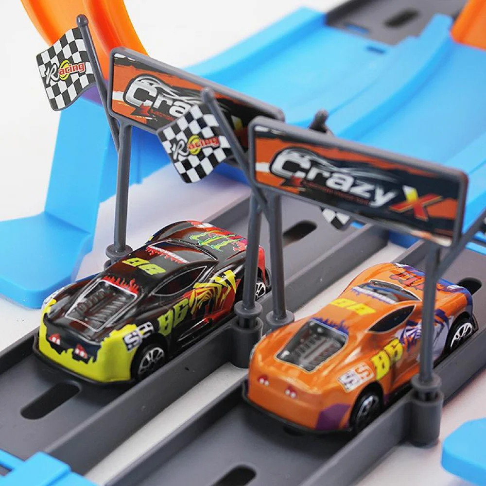 Stunt Speed Double Car Wheels Model Toys For Kids Racing Track Diy Assembled Rai