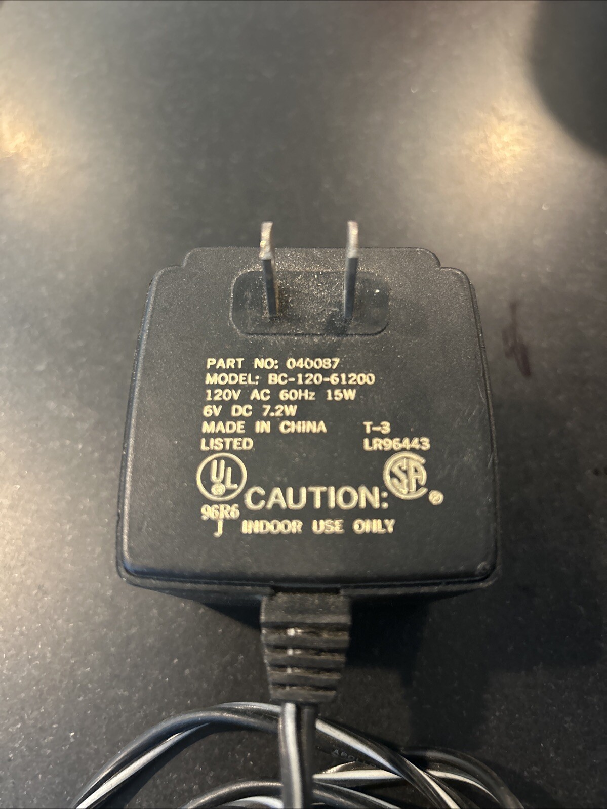 POWER WHEELS 6 VOLT SUPER BATTERY CHARGER MODEL BC-120-61200 CLASS 2