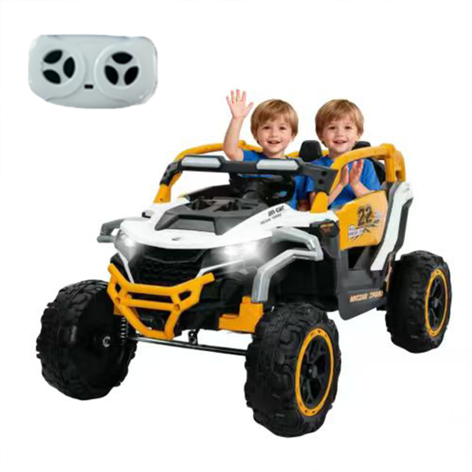 12V Ride on Models Truck Car 2 Seater UTV For Age 3-6 Years Old Yellow+White