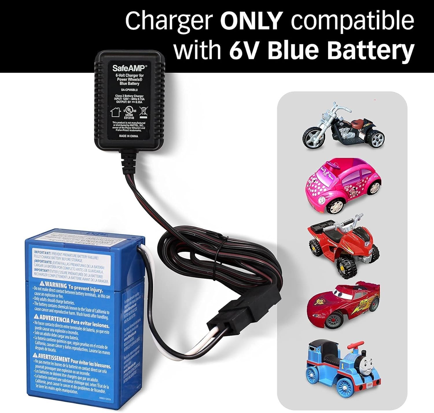 Compact 6V Power Wheels Battery Charger for Fisher-Price with Certification