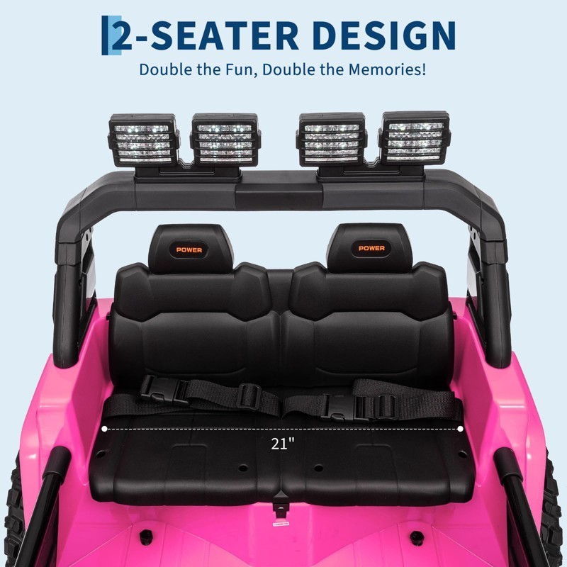 Garve 24V Electric Ride On Car for Kids, 4WD 20.5in 2-Seater – Pink