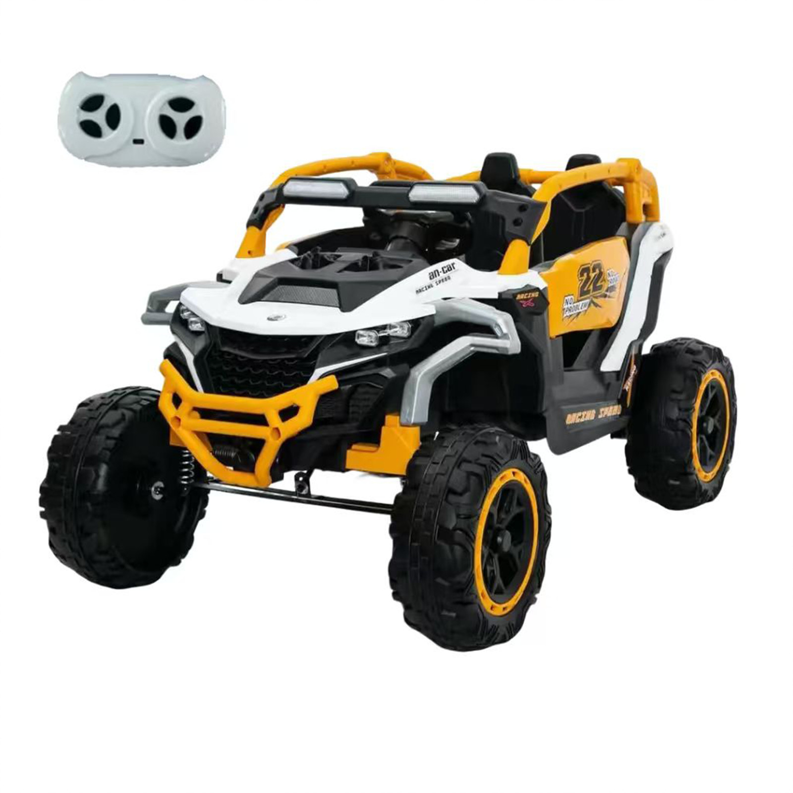 12V Ride on Models Truck Car 2 Seater UTV For Age 3-6 Years Old Yellow+White