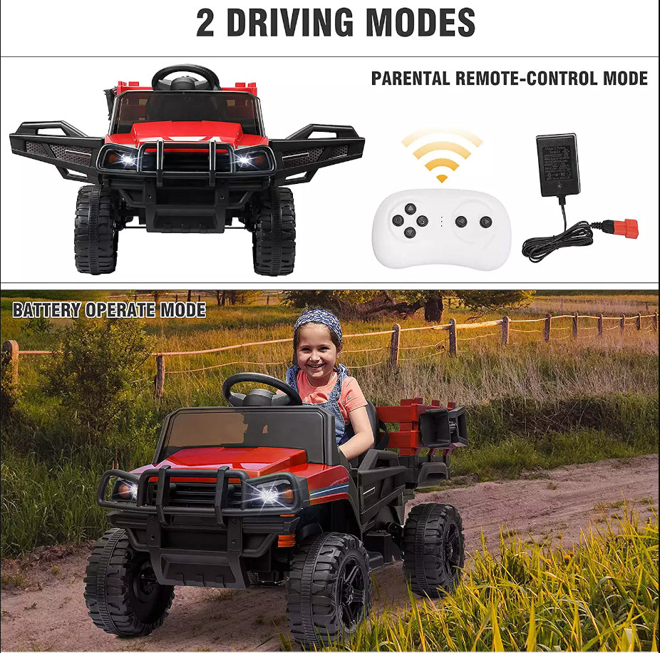 Farm Truck 12V Battery Powered Electric Vehicle Ride On with Trailer 3 colors
