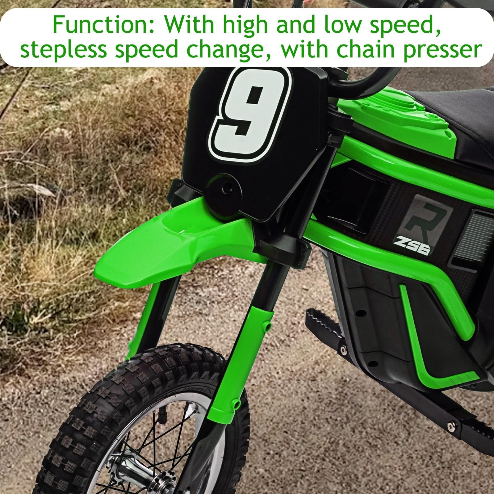 Electric Dirt Bike 24V Ride on Toys for Big Kids 350W Motorcycle w/Music & LED