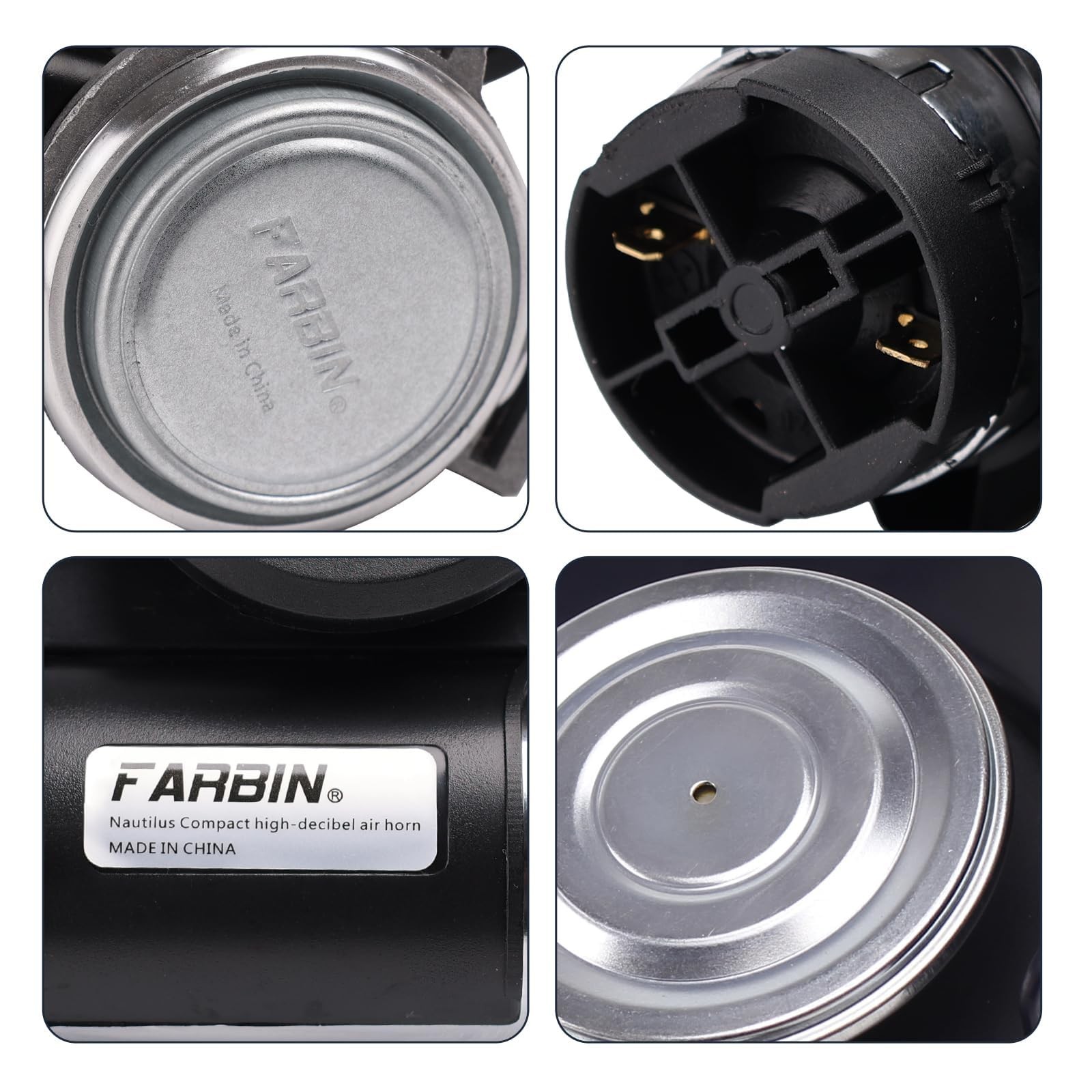 FARBIN Air Horn for Truck 2Pcs, Compact Train Horn, Electric Car Horn 12V 150…