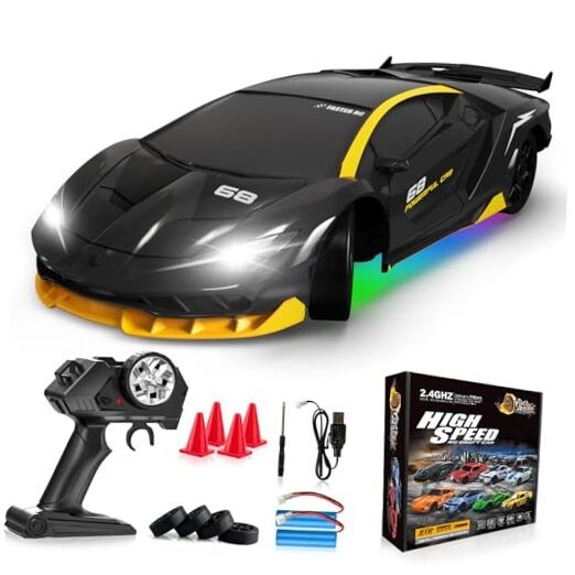 RC Drift Car Remote Control Car 2.4GHz 1/24 4WD 15KM/H High Speed Racing Black