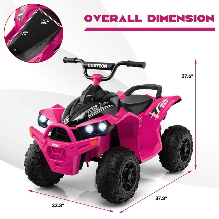 12V Battery Powered Ride on ATV Electric 4-Wheeler Driving Children Car Toy Kids