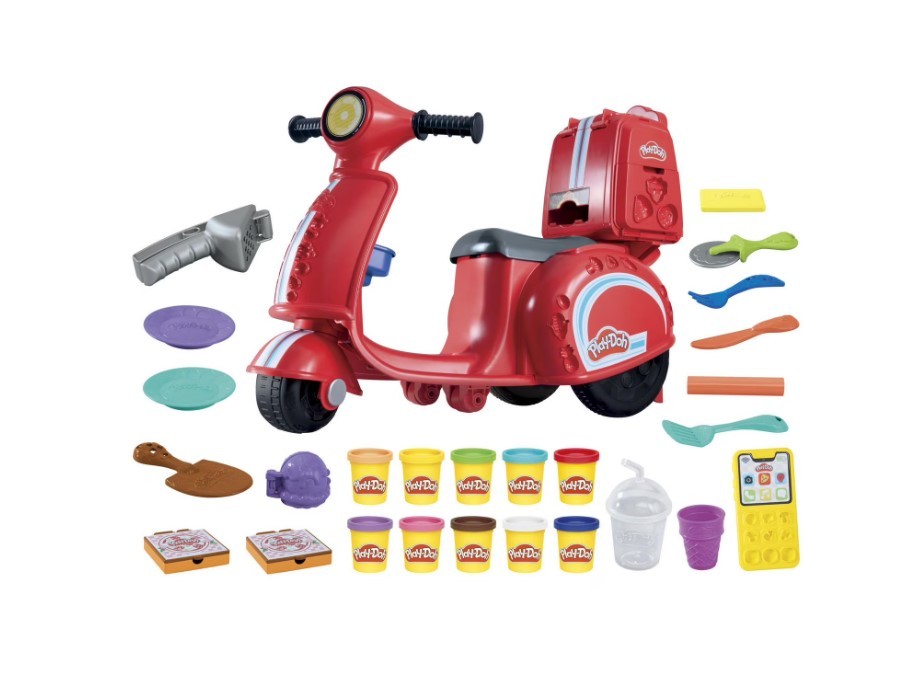 Hasbro F88035L0 Play-Doh Pizza Delivery Kids Scooter Playset, Red