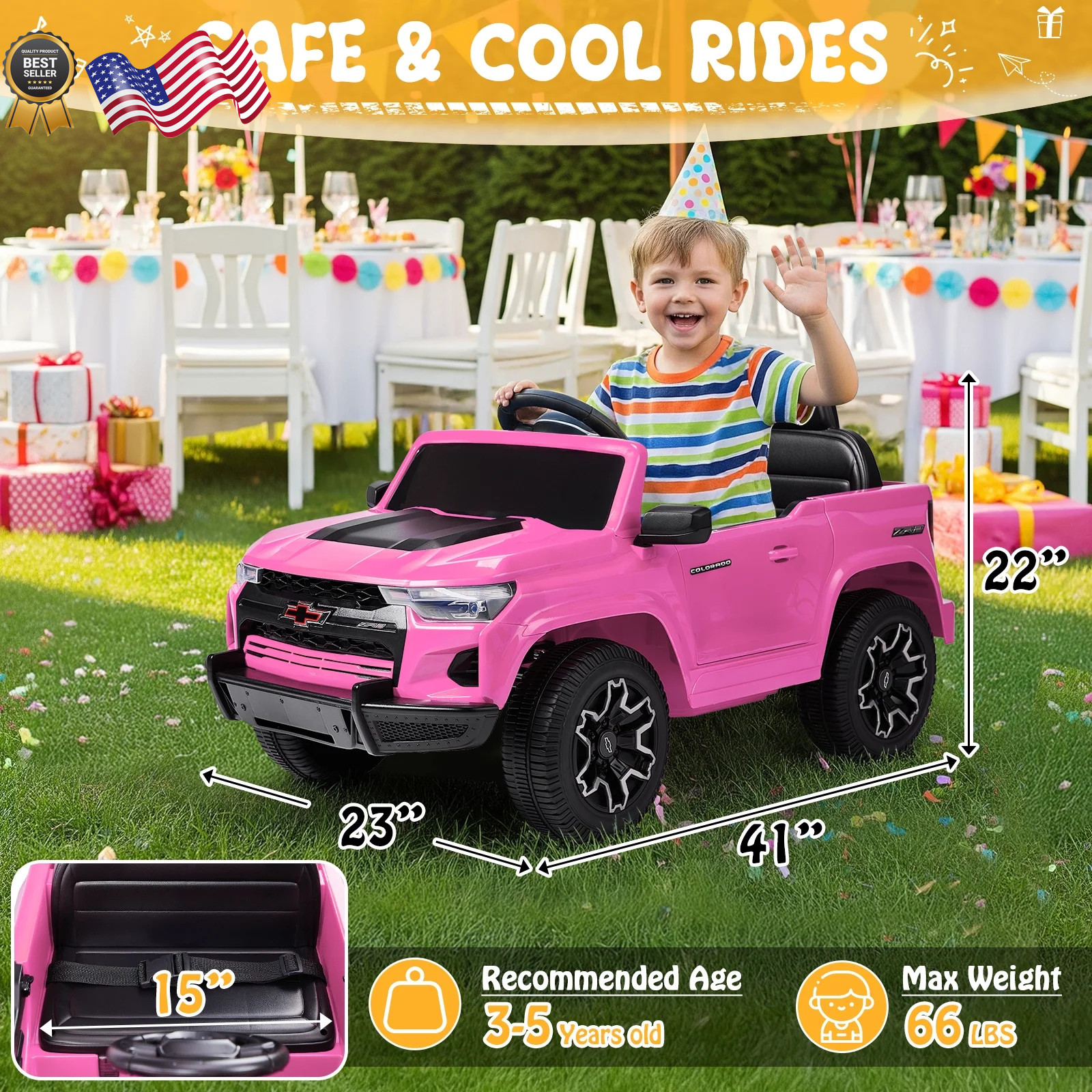 12V Licensed Chevrolet Colorado Electric Ride on Car Toy for Toddler Kid NEW