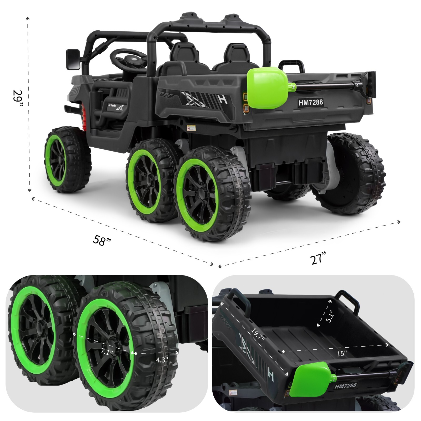 24V Kids Ride on Toy 2 Seater Electric Truck 2 Speed 4-7mph with Remote Control