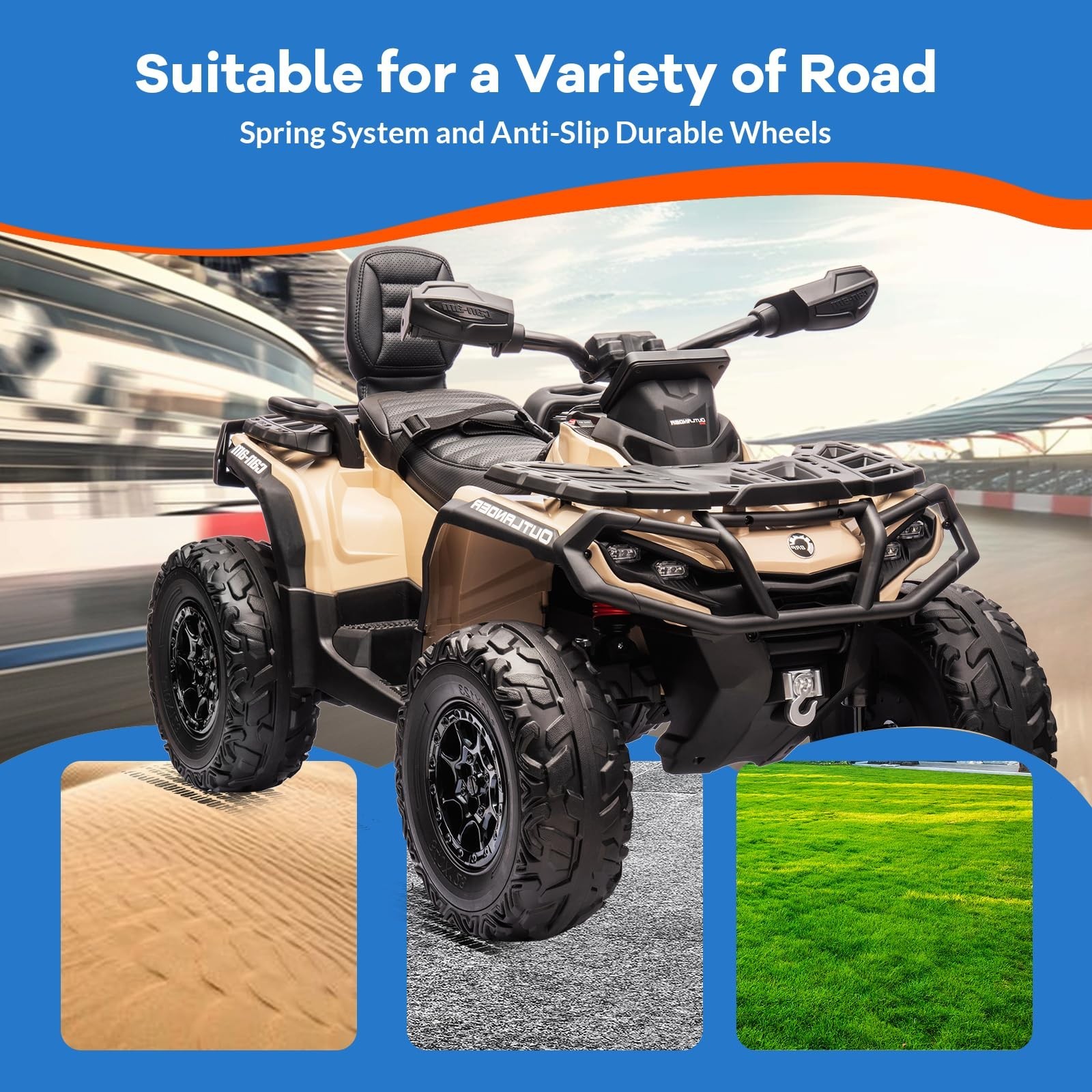 2 Seaters 24V Kids Ride On Car Toy Car Licensed Can-Am Electric ATV Leather Seat