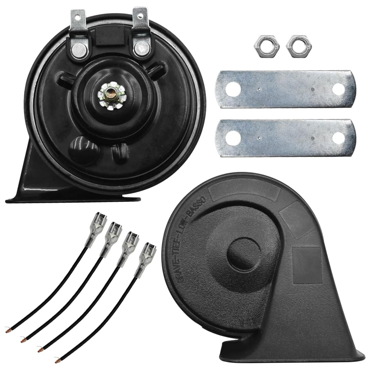 Snail Car Horn, 12V Super Loud High Low Tone Electric Waterproof Horn Kit, Lo…