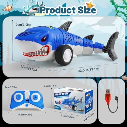 Shark Remote Control Car for Kids,2.4Ghz Electric RC Shark Toys with Glowing