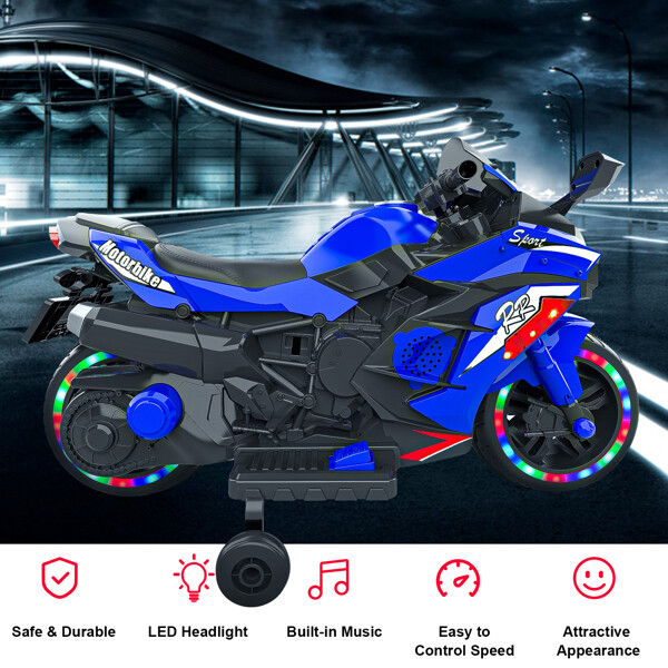 Kids Ride On Dirt Bike 12V Electric Motorcycle Training Wheel Light Music Gift