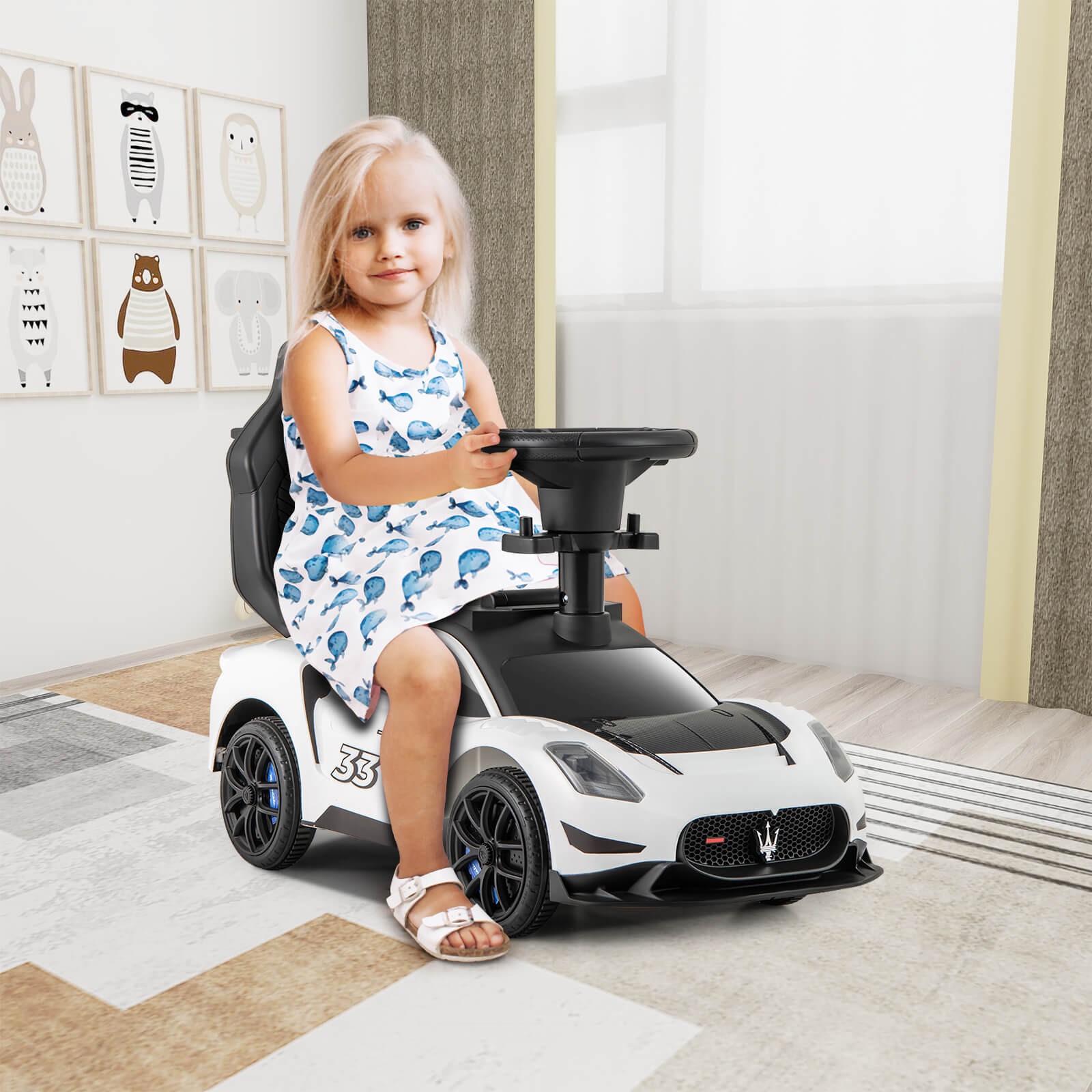 3-in-1 Ride on Push Car Maserati Licensed Foot to Floor Kids Sliding Walking Car