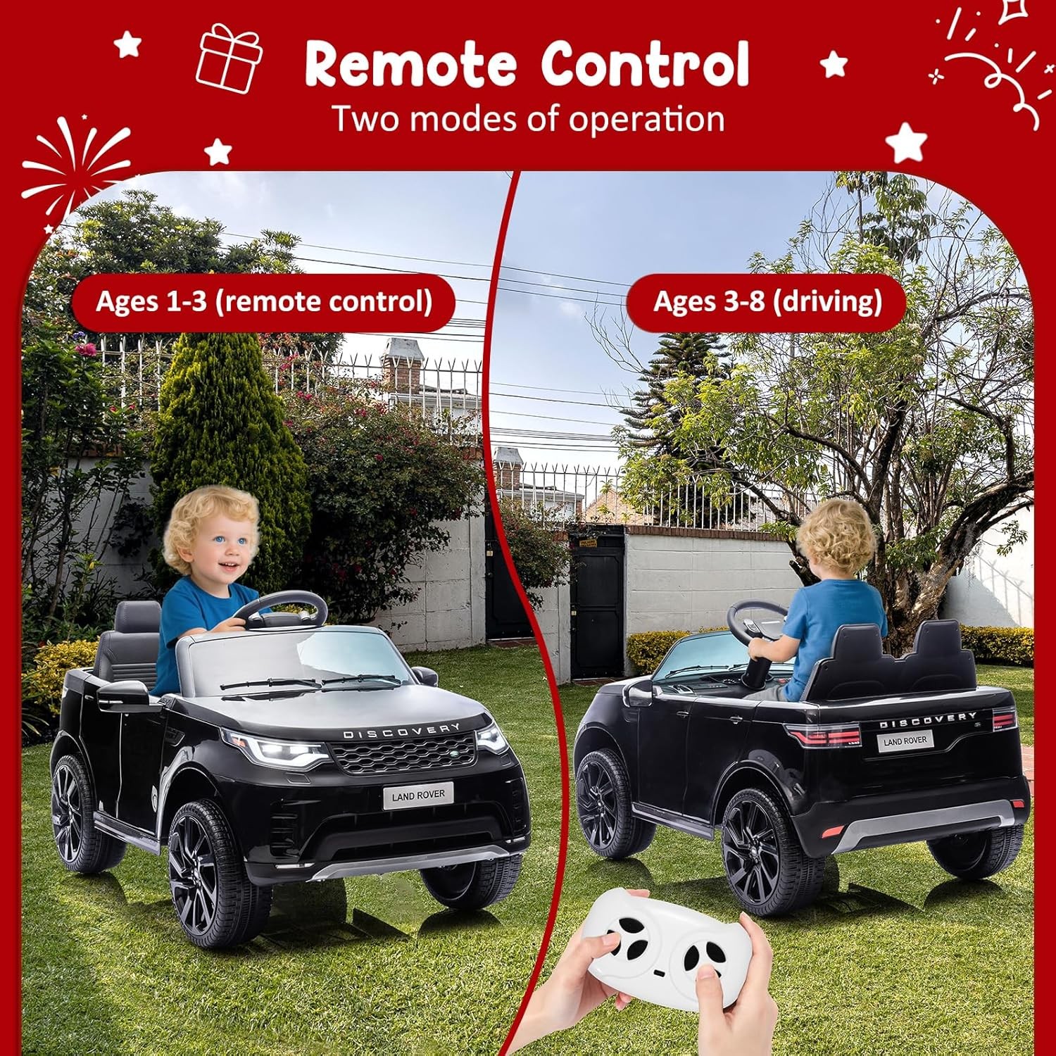 GARVEE Kids Land Rover Licensed 12V Electric Car Lights Music Dual Seat Ride-On