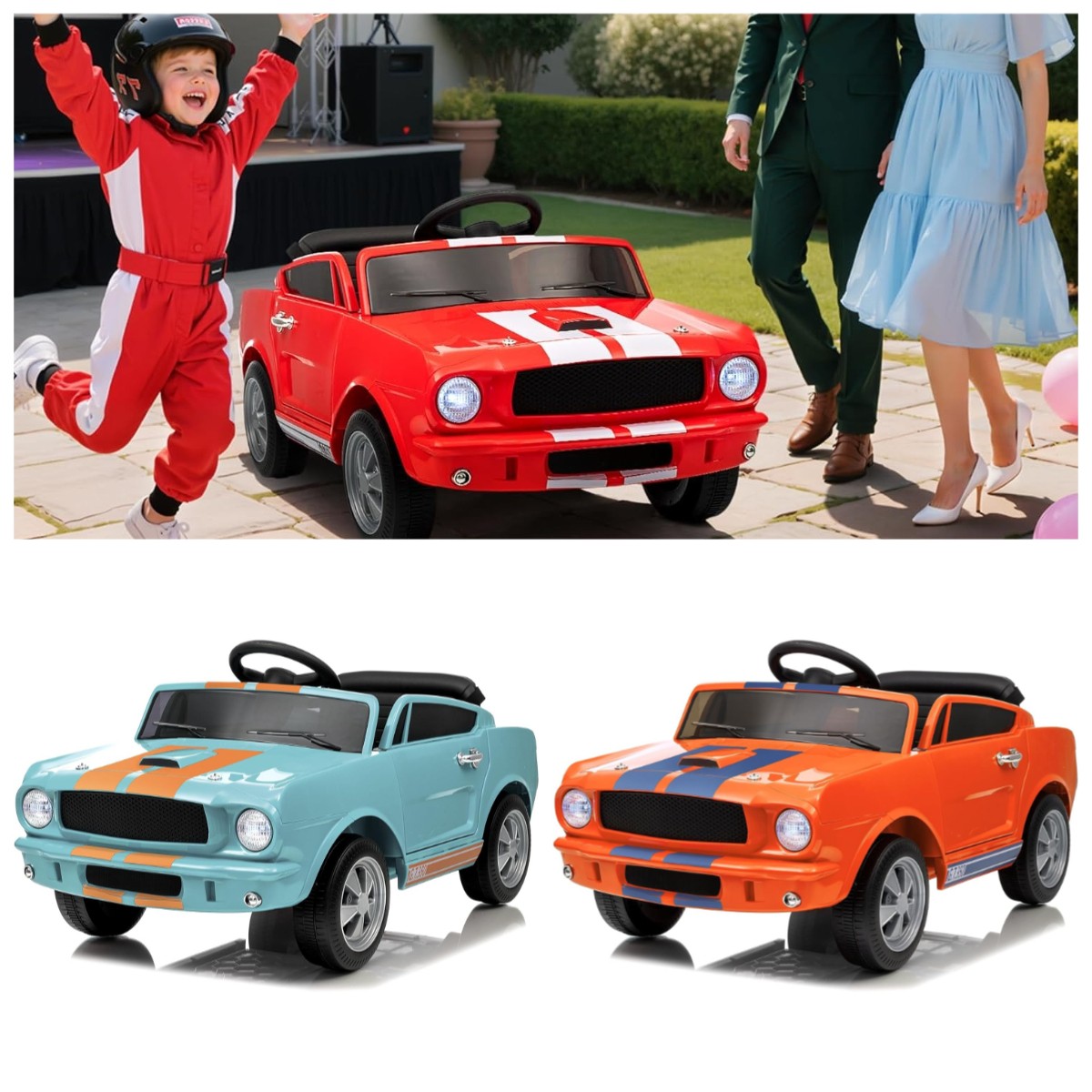 12V Electric Ride On Car for Kids, Remote Control, LED, Music, 3 Speeds, Safety