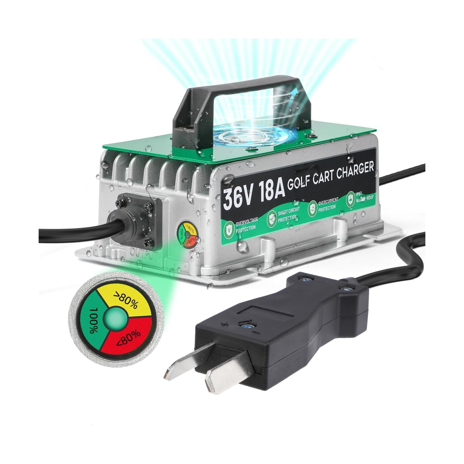 36 Volt Golf Cart Battery Charger for EZGO/Yamaha/Club Car, 18AMP 36V Golf Ca…