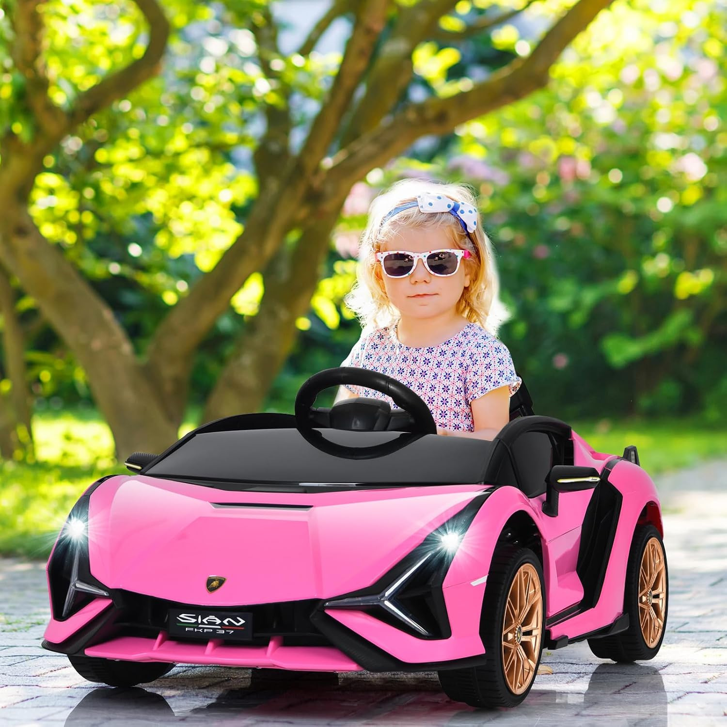 Kids 12V Licensed Lamborghini SIAN Ride on Car, Electric Vehicle for Toddler wit