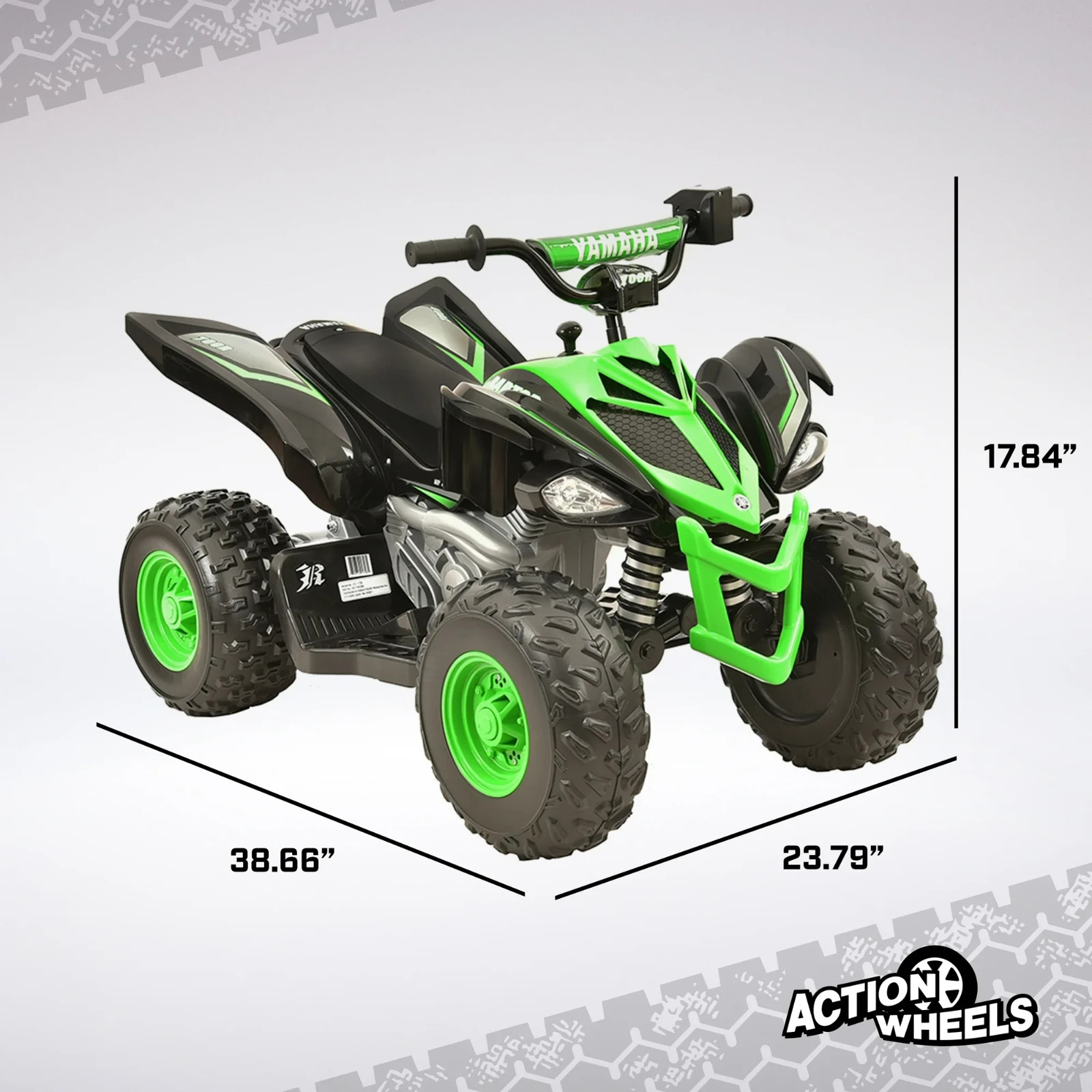 Yamaha Raptor ATV 12V All-Terrain Battery-Powered Ride-On, Green, Ages 3+
