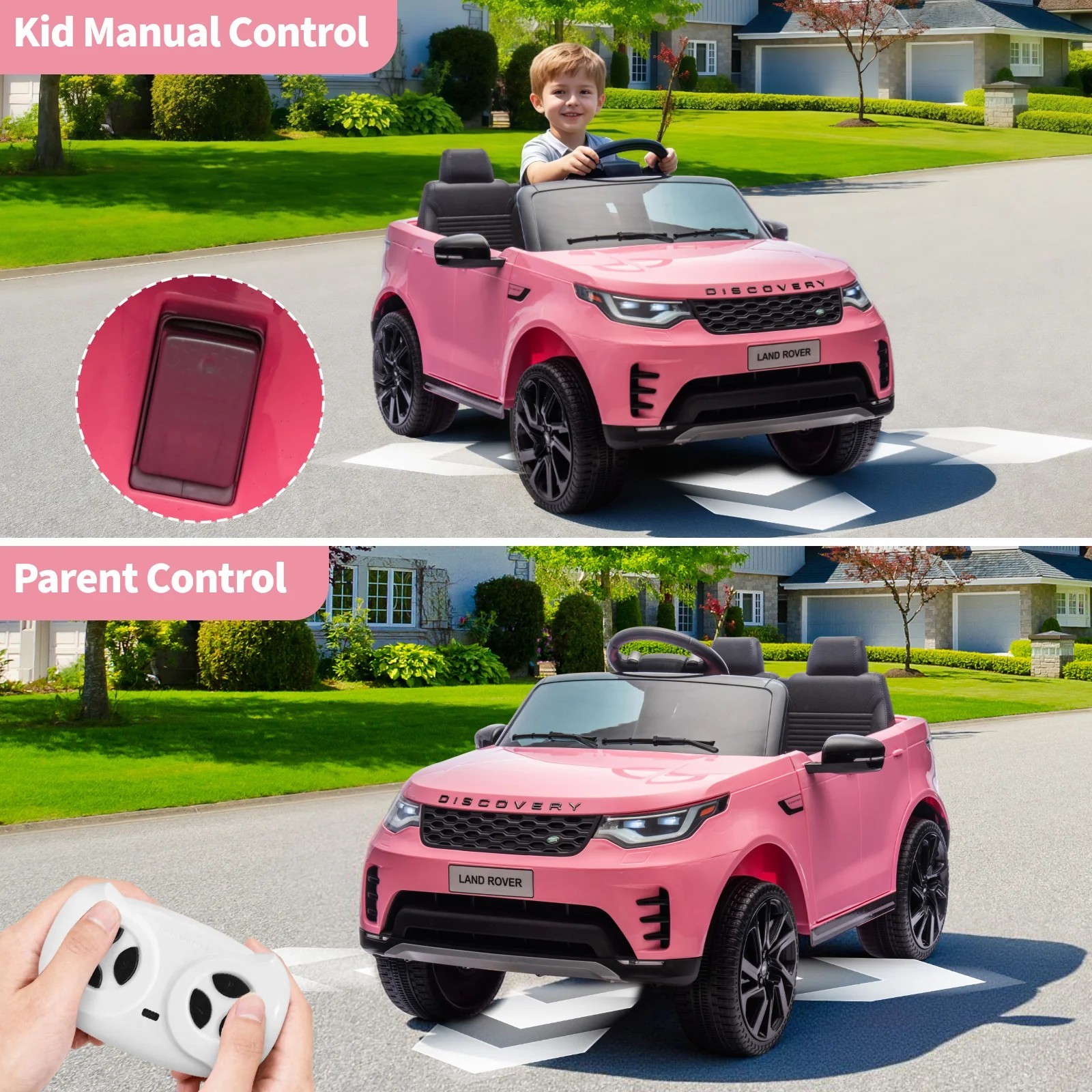 Garvee 12V Land Rover Style Ride On Car W/Remote 3 Speed Dual Motor Pink For Kid