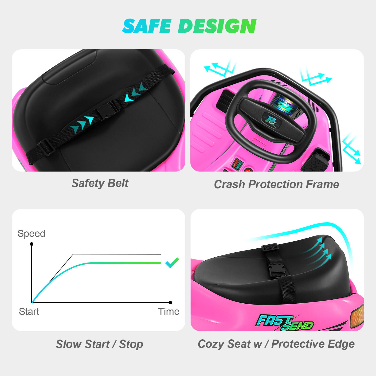 24V Electric 360° Rotating Ride On Drifting Car with 2Speed,Flag,Bluetooth,Music