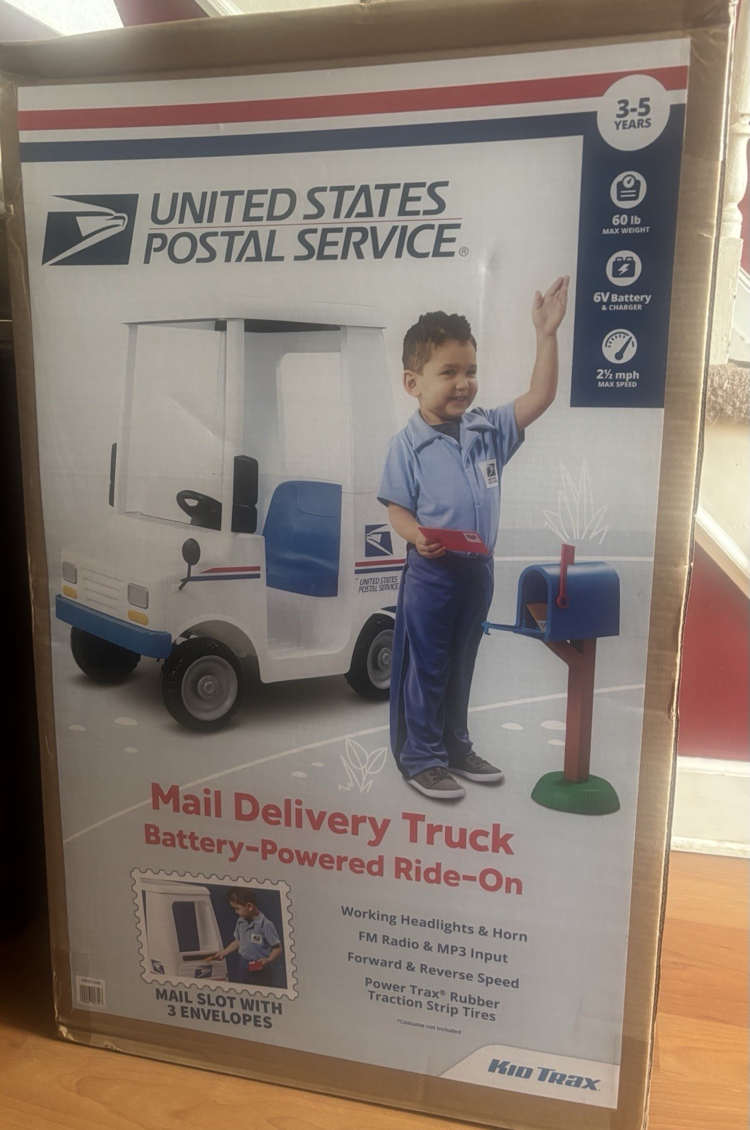 Kid Trax USPS Battery Ride-On Mail Truck with Mailbox Accessory 4-7 2024