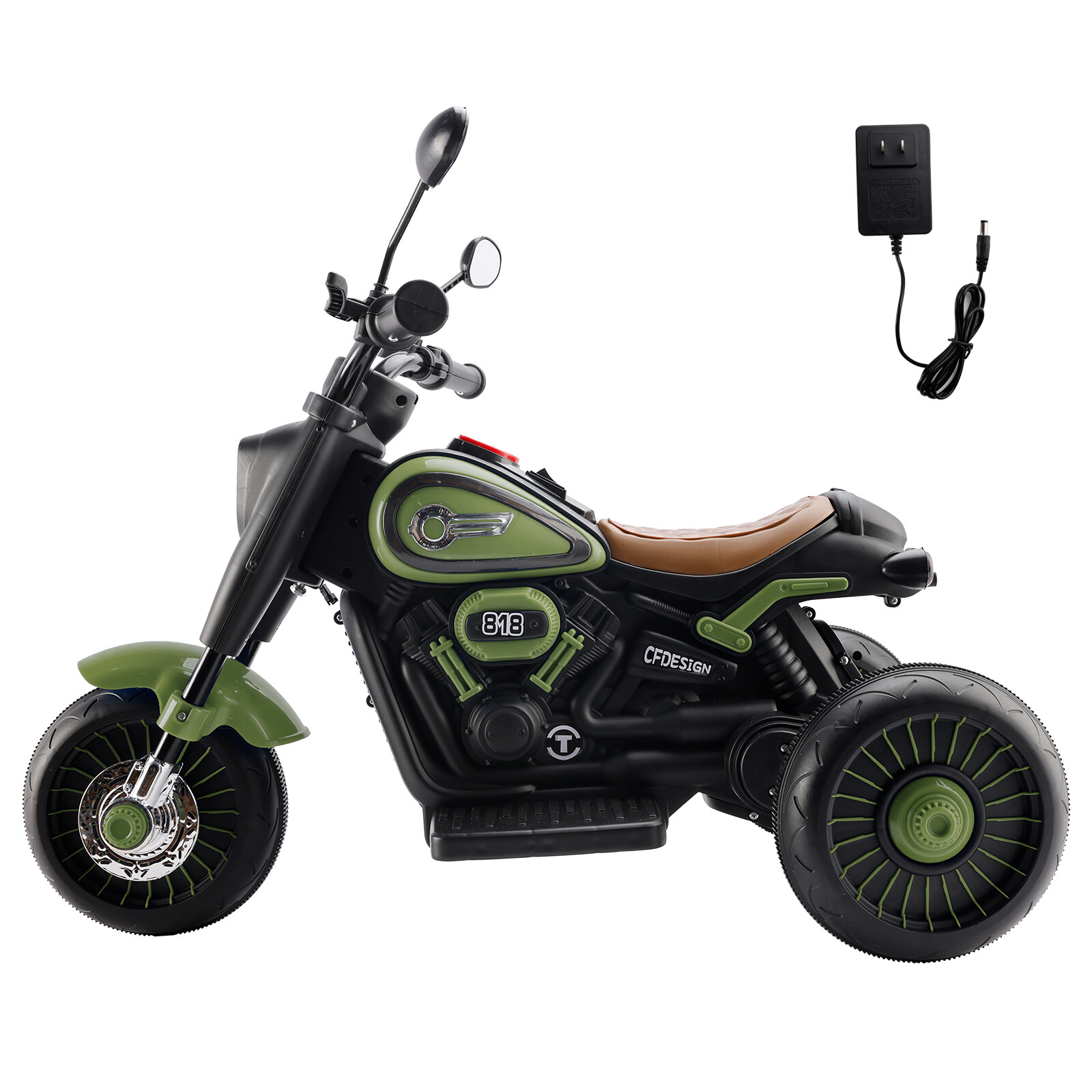 3Wheel 6V Kid Ride On Motorcycle Electric Toy With Colorful Light Music Green