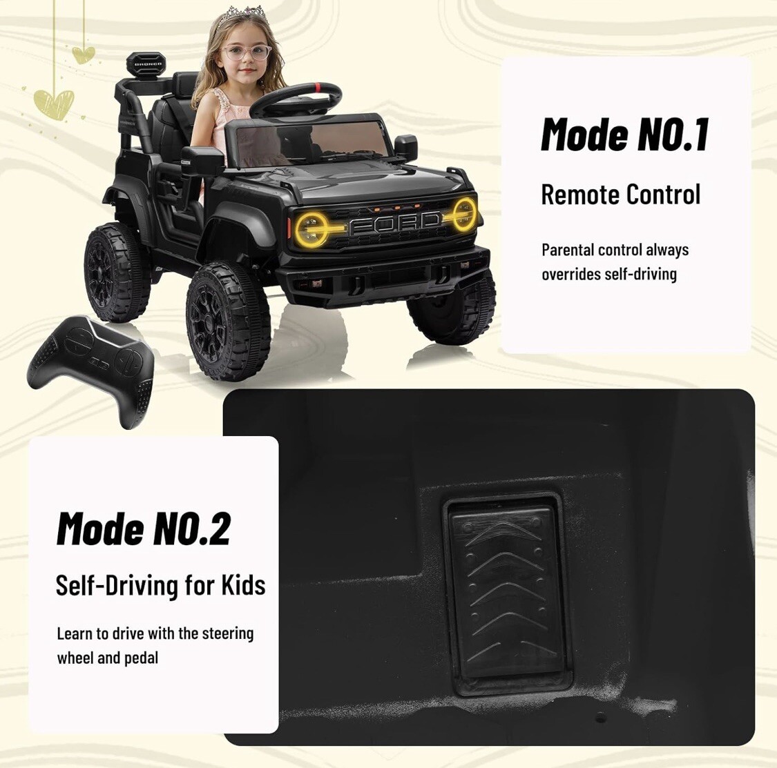12V Ride On Toy For Kids, Ford Raptor Kids Electric Vehicle Car Remote Control