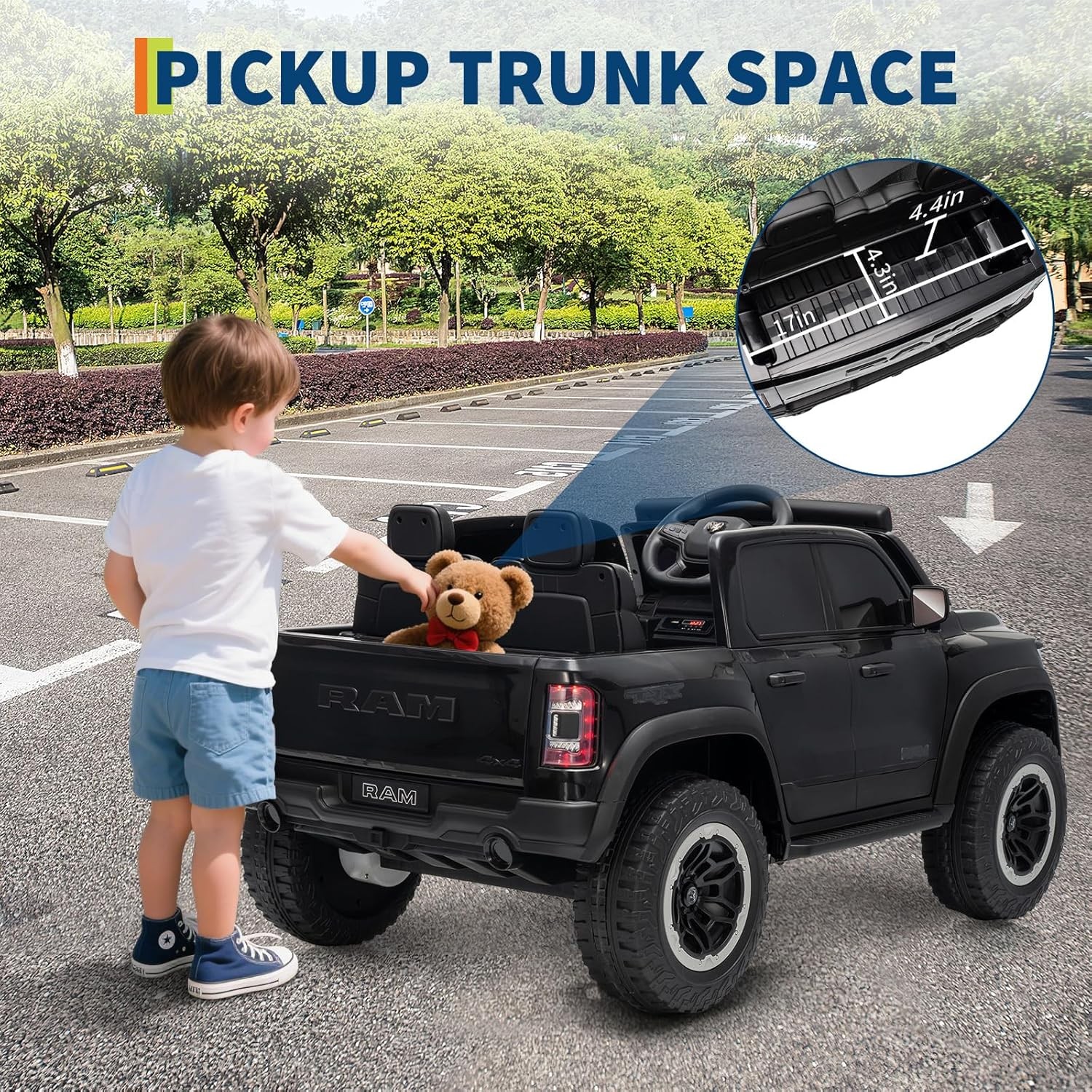 12V Kids Ride On Car with Remote Control,Electric Pickup Truck with Police Light