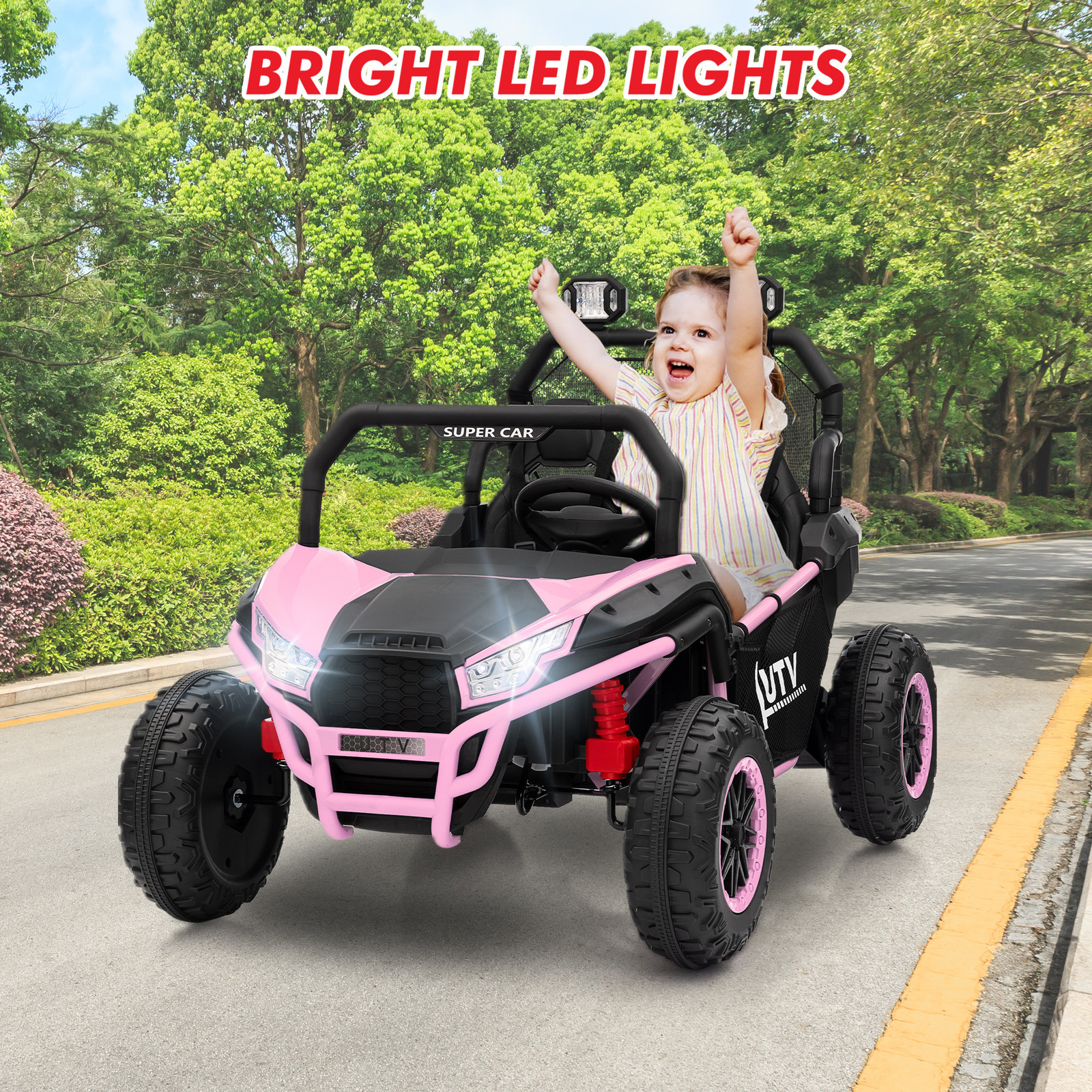 24V Power Wheel for Big Kids 3-8,2 Seater Electric Car,Ride on Car Toy for Grass