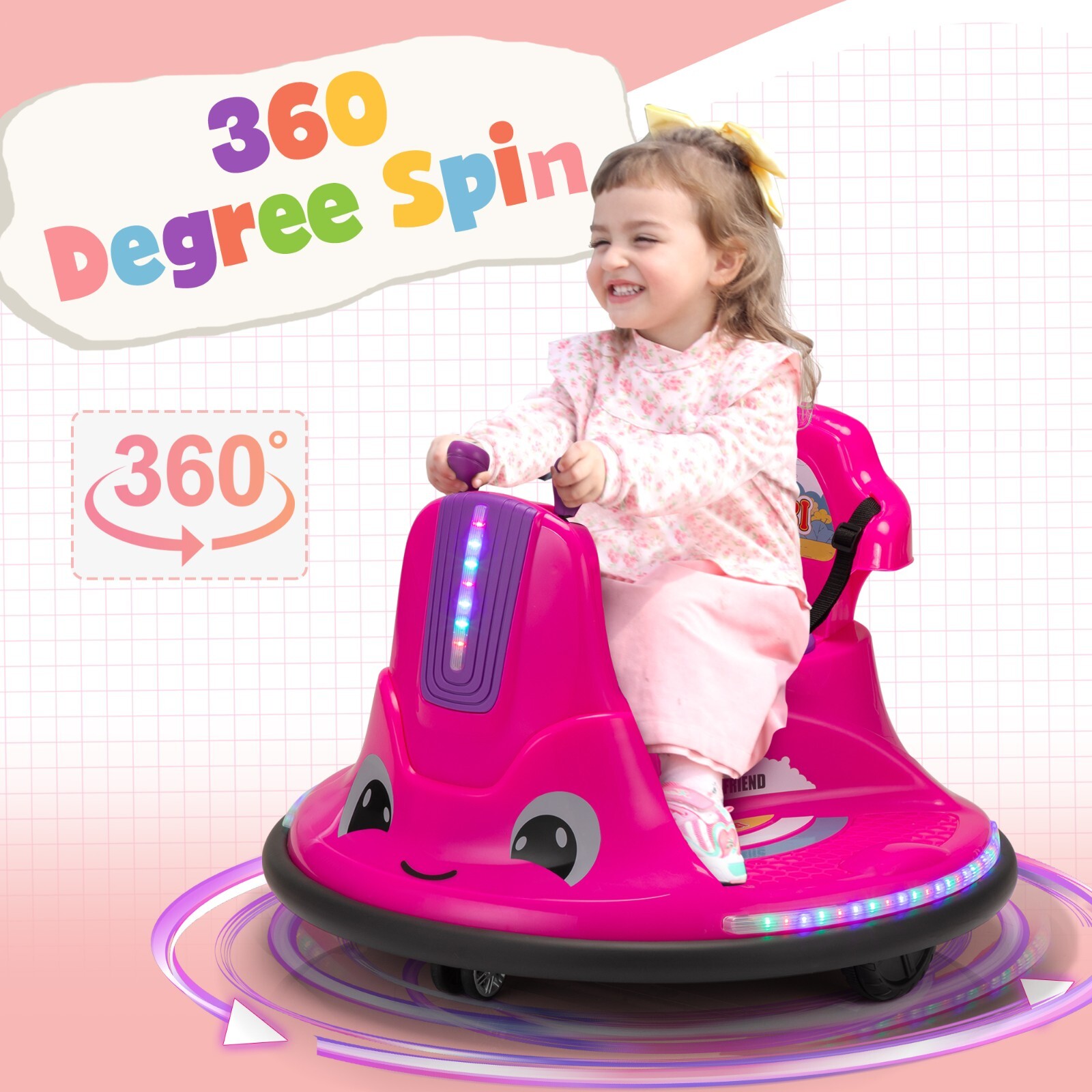 TOBBI Toddlers Bumper Car 12v Baby Electric Ride On Snail Shape Toy ,360° Degree