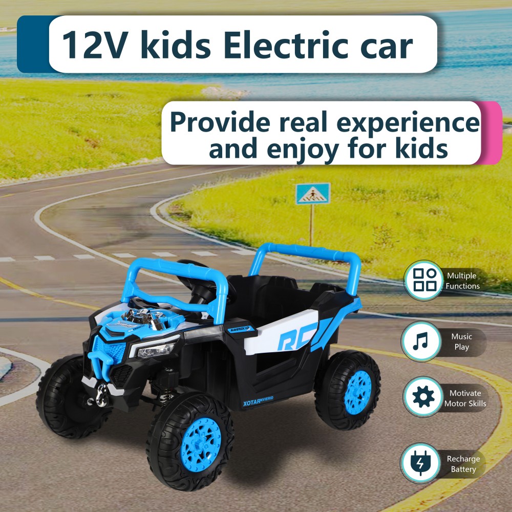 12V Kids Electric Ride On Car Blue 2.4G Remote Control Manual Drive Swing Toy