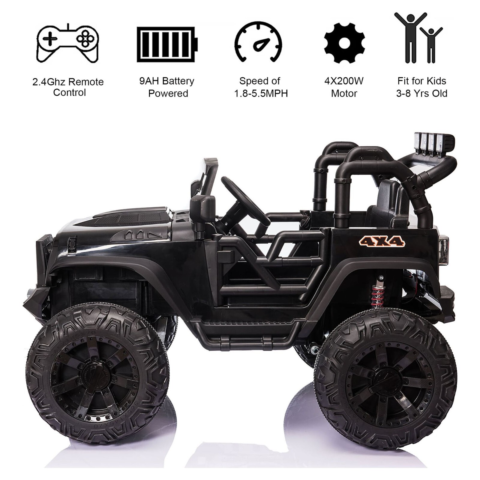 Joyracer 4×4 24V Kids Ride on Car Truck w/ 2 Seater Remote Control, 4*200W Motor