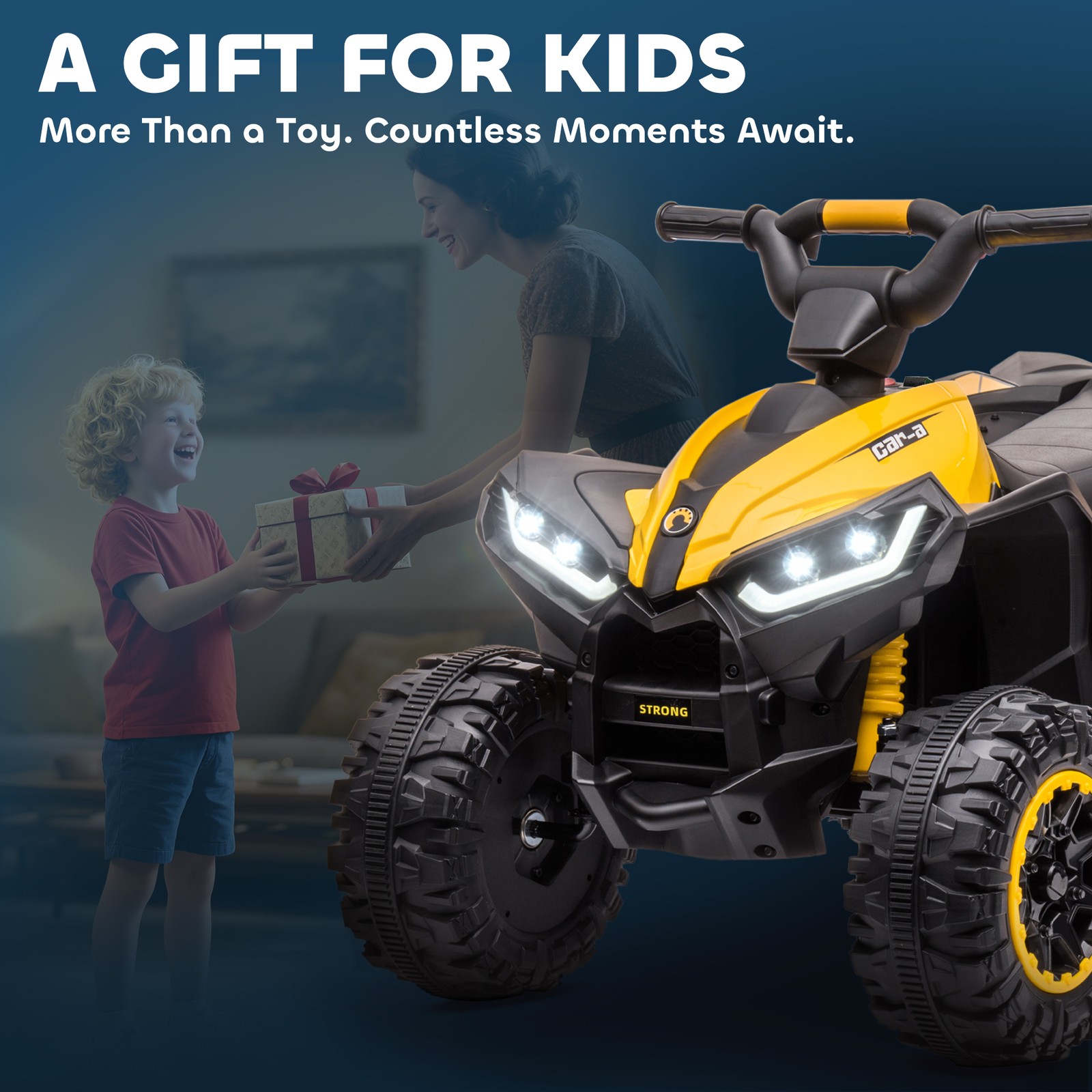 4 Wheeler for Kids, Electric ATV, with Music for 3-5 Years Old Yellow