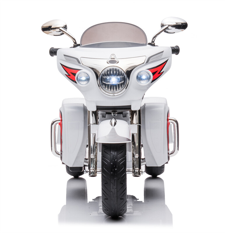 12V Kid Motorcycle Ride On Toy Key Start 3-Wheel 2-Seat Motorbike for 3-6 White
