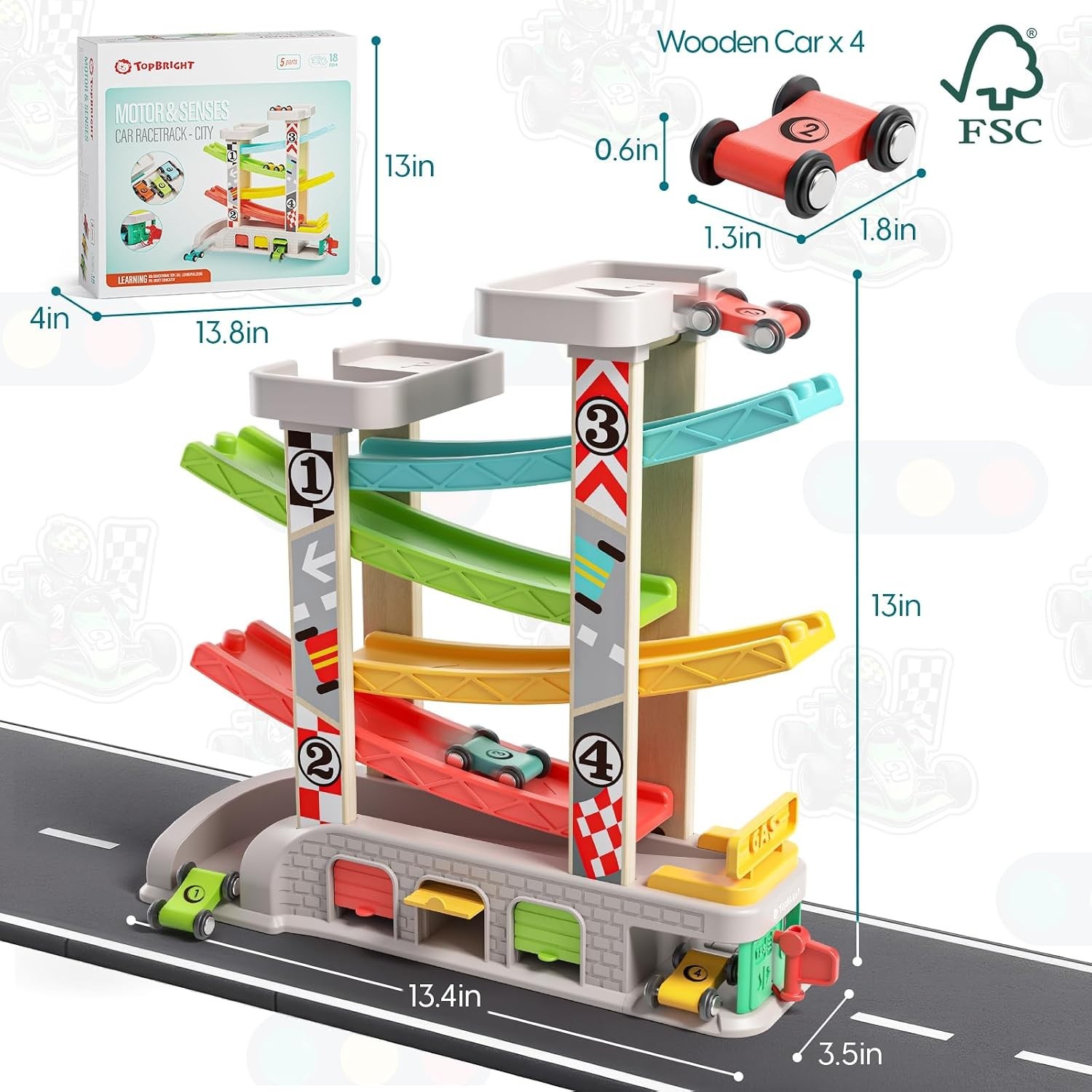 Car Ramp Toys, Race Track Car Toy for Toddler Age 2-4 Old Boy with 4 Cars, P…