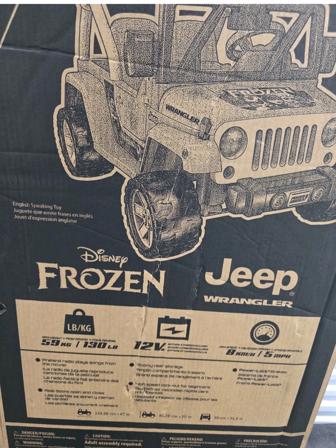 PowerWheels Disney Frozen Jeep Wrangler 12V Battery Powered Ride On Ages 3+ NEW