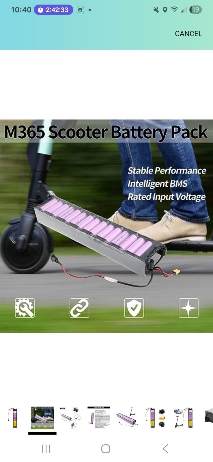 Keenso Battery Pack M365 Scooter 36V 7800mah Battery Pack Only Replacement