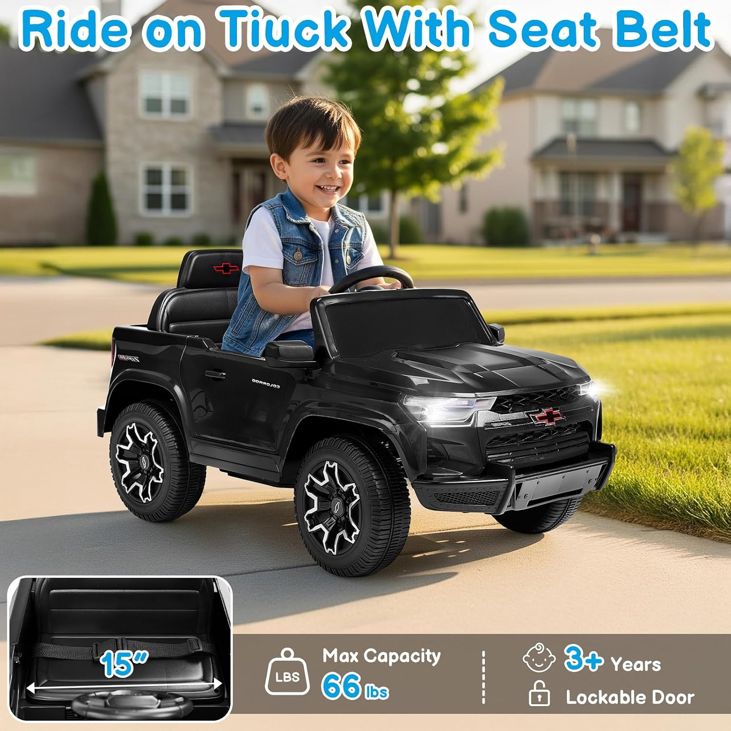 Licensed Chevrolet Colorado Electric Car for Kids, 12V Ride on Toys for Toddlers