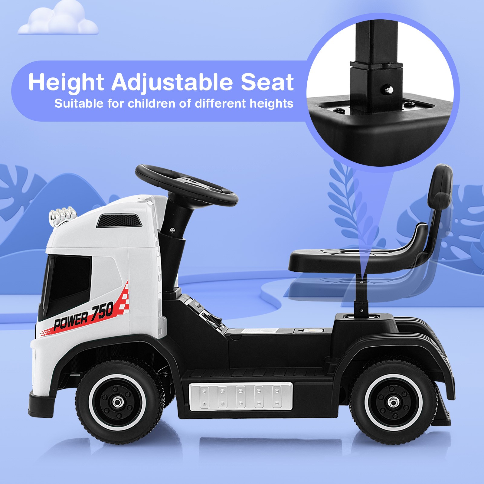 6V Kids Electric Ride-on Truck Battery Powered Ride-on Toy w/LED Lights