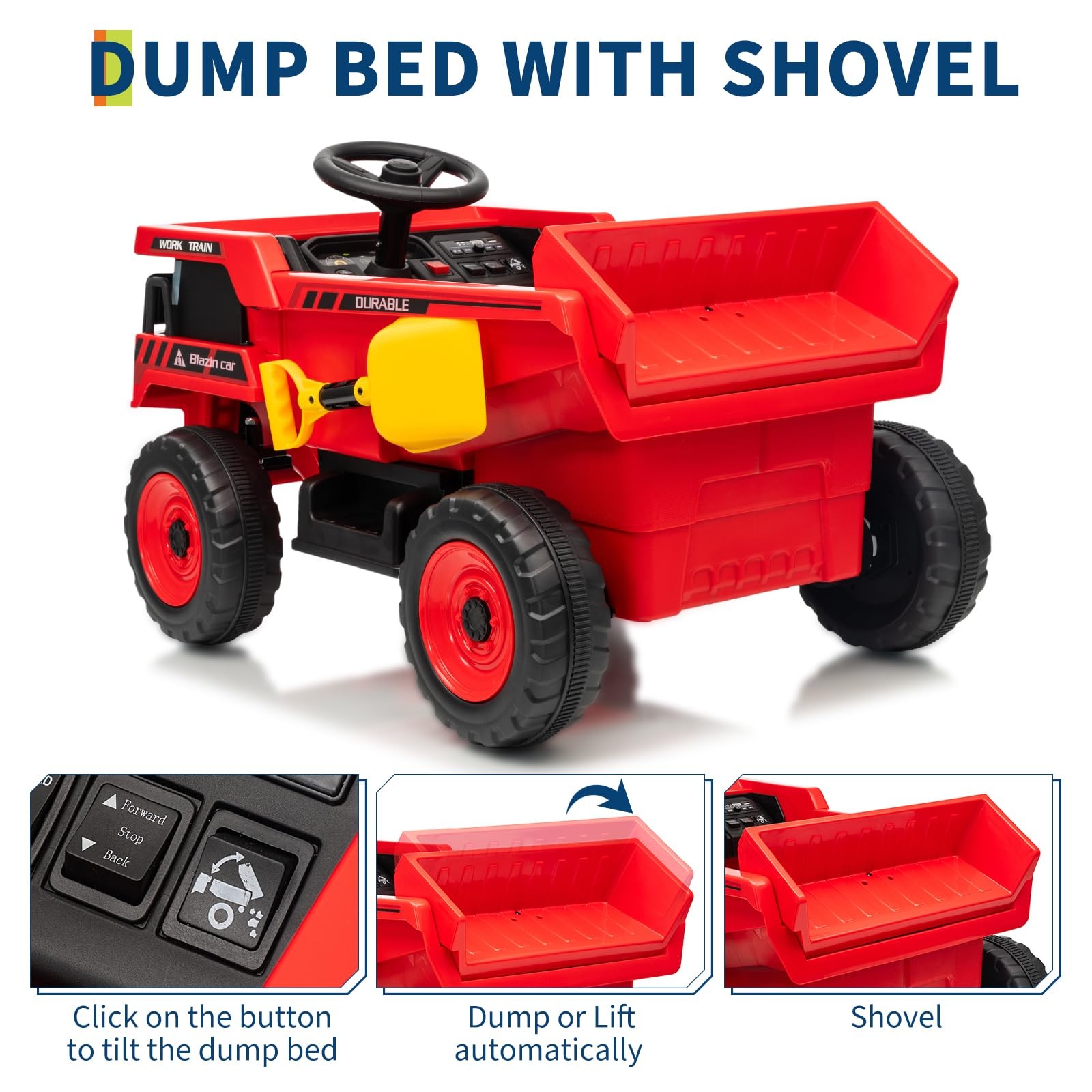 Garvee 12V Ride On Dump Truck for Kids, Ride On Car with Remote Control