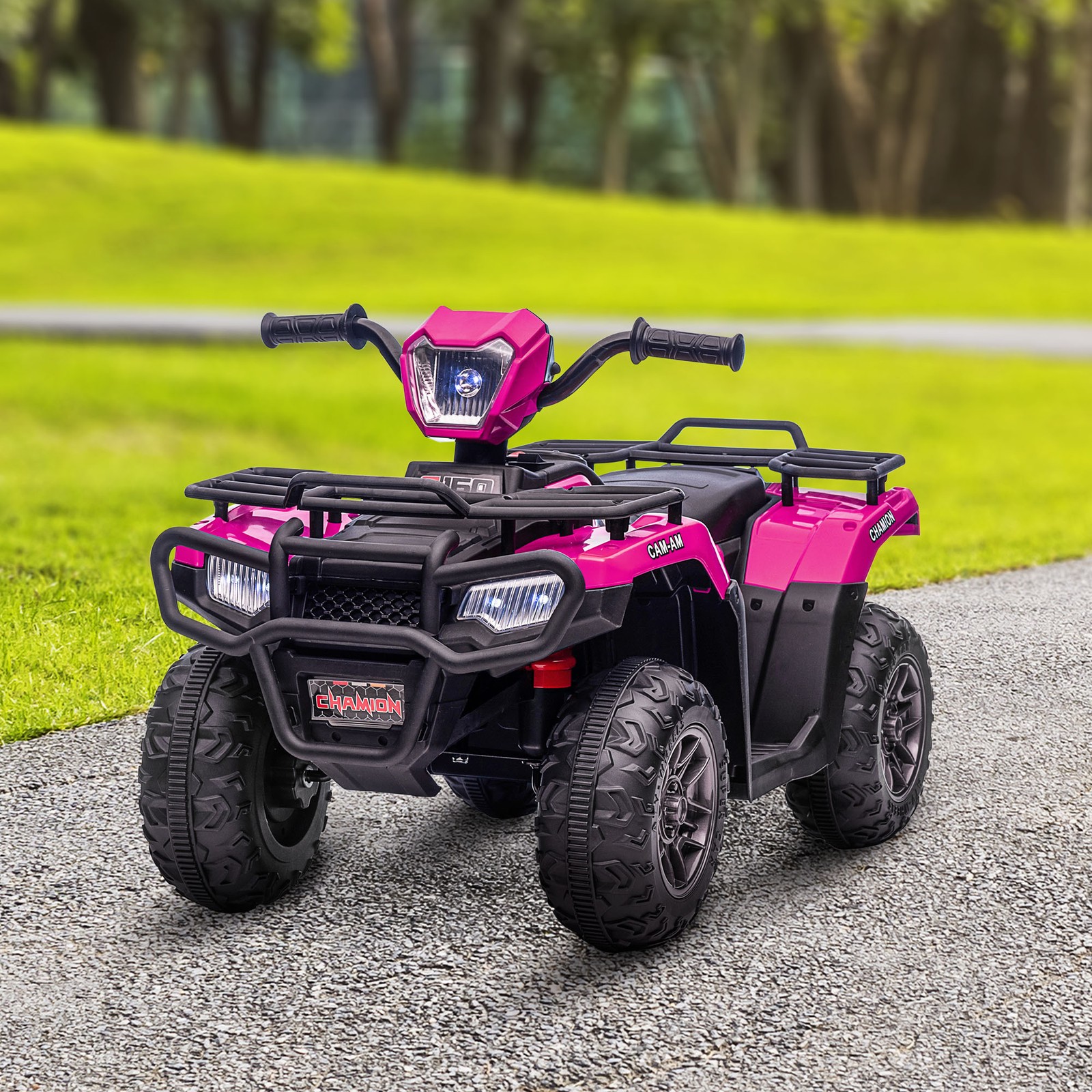 Aosom 12V Kids ATV w/ Forward Backward Function Music, Headlights, Pink