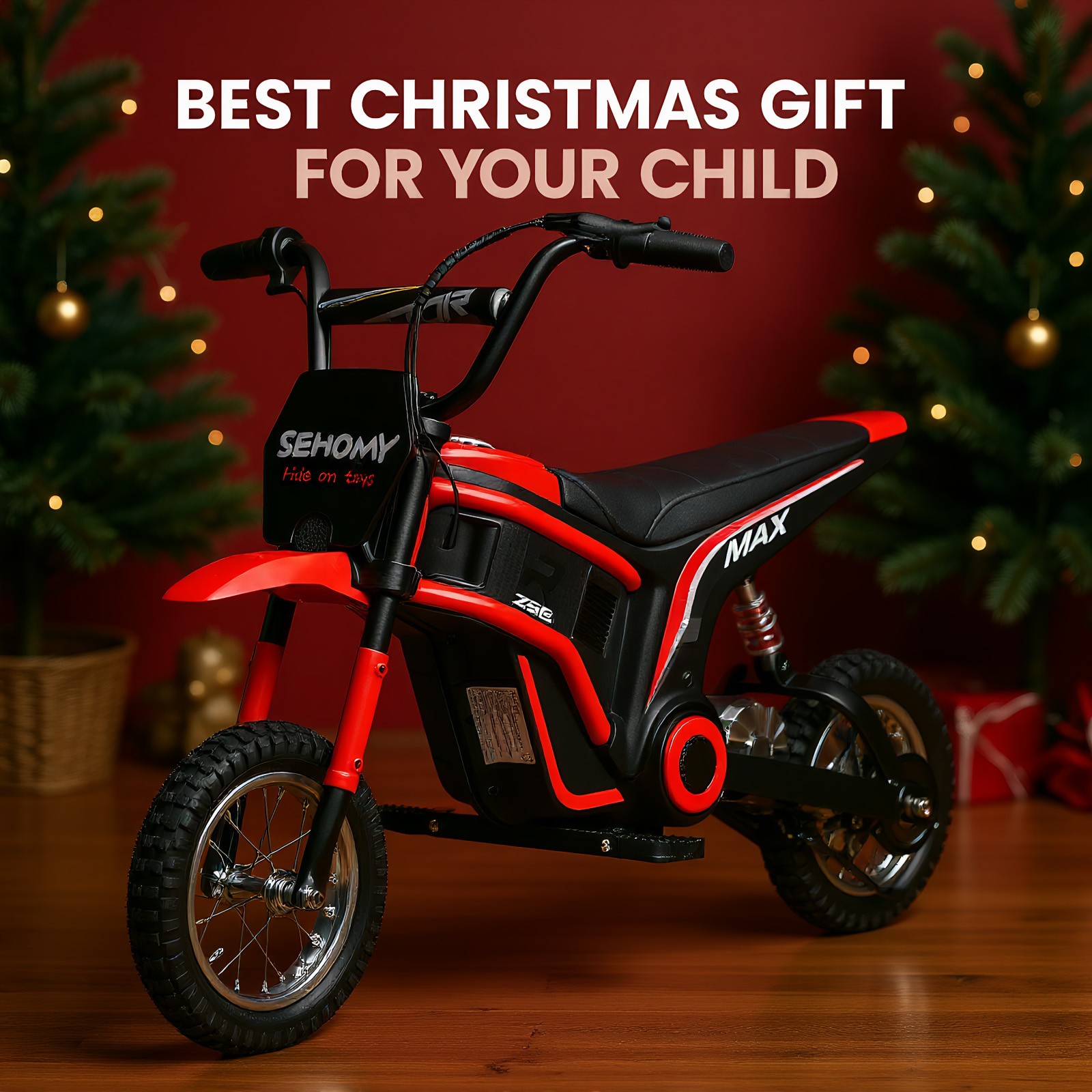 24V 350W Electric Dirt Bike Off-Road Electric Motorcycle Red for Kids 8-12 Years