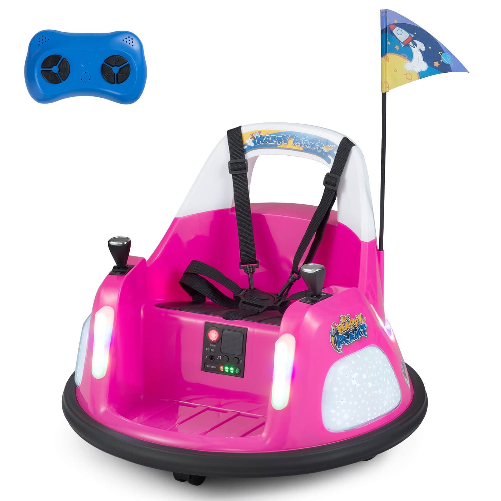 12V Kids Bumper Car,360° Spin & Remote.Battery-Powered,for 1.5-6 ages.Pink