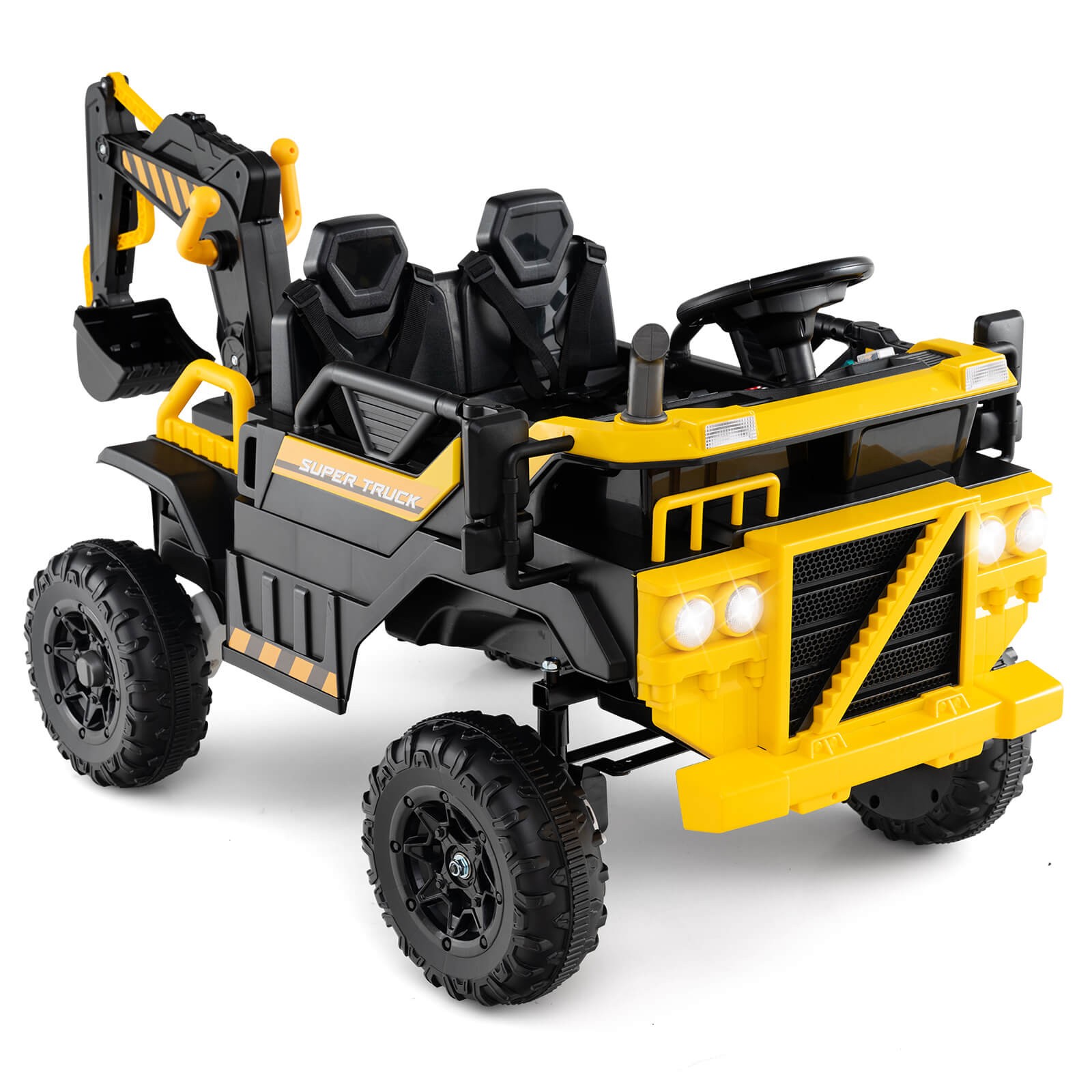 24V Ride On Excavator, 4WD Electric Truck Construction Vehicle w/Remote Control