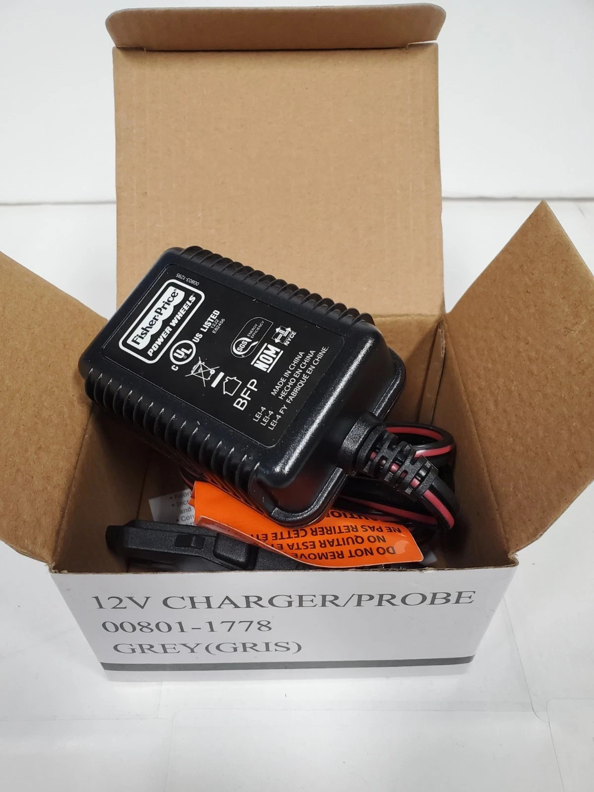 OEM Power Wheels Grey 12V Grey Battery Charger 00801-1480 00801-1778 00801-2101