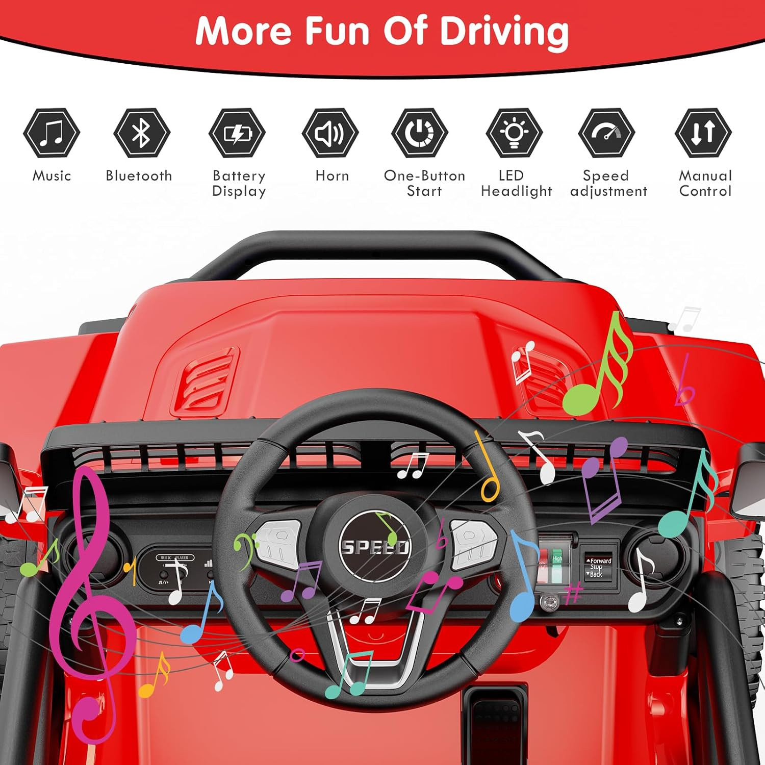 Ride on Car for Toddlers 1-3, 12V 7Ah Kids Electric Car with Parental Remote Con