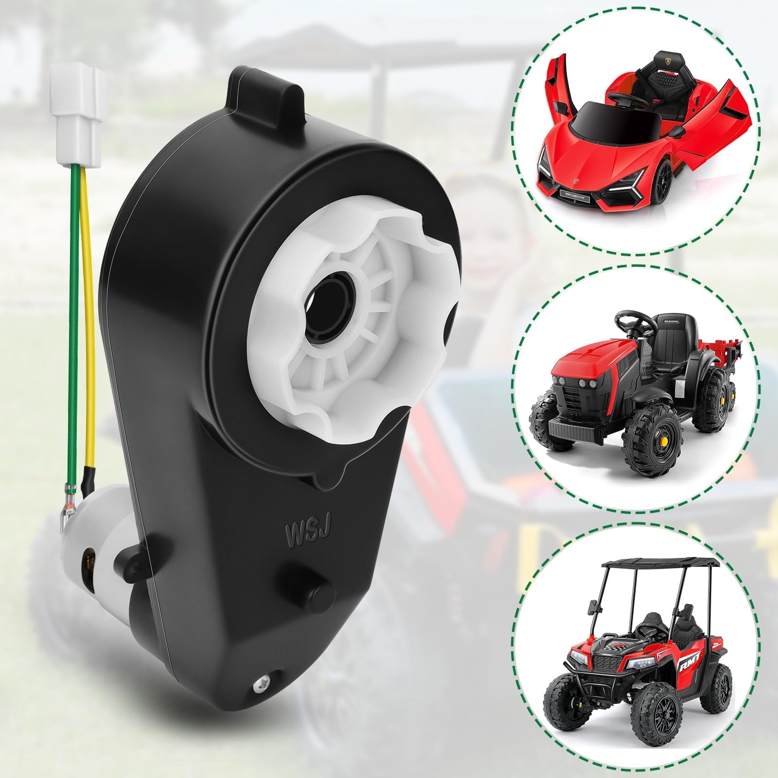 12V Electric Motor Gearbox for Kids Ride-On Cars, High Speed 40000RPM Upgrade Pa