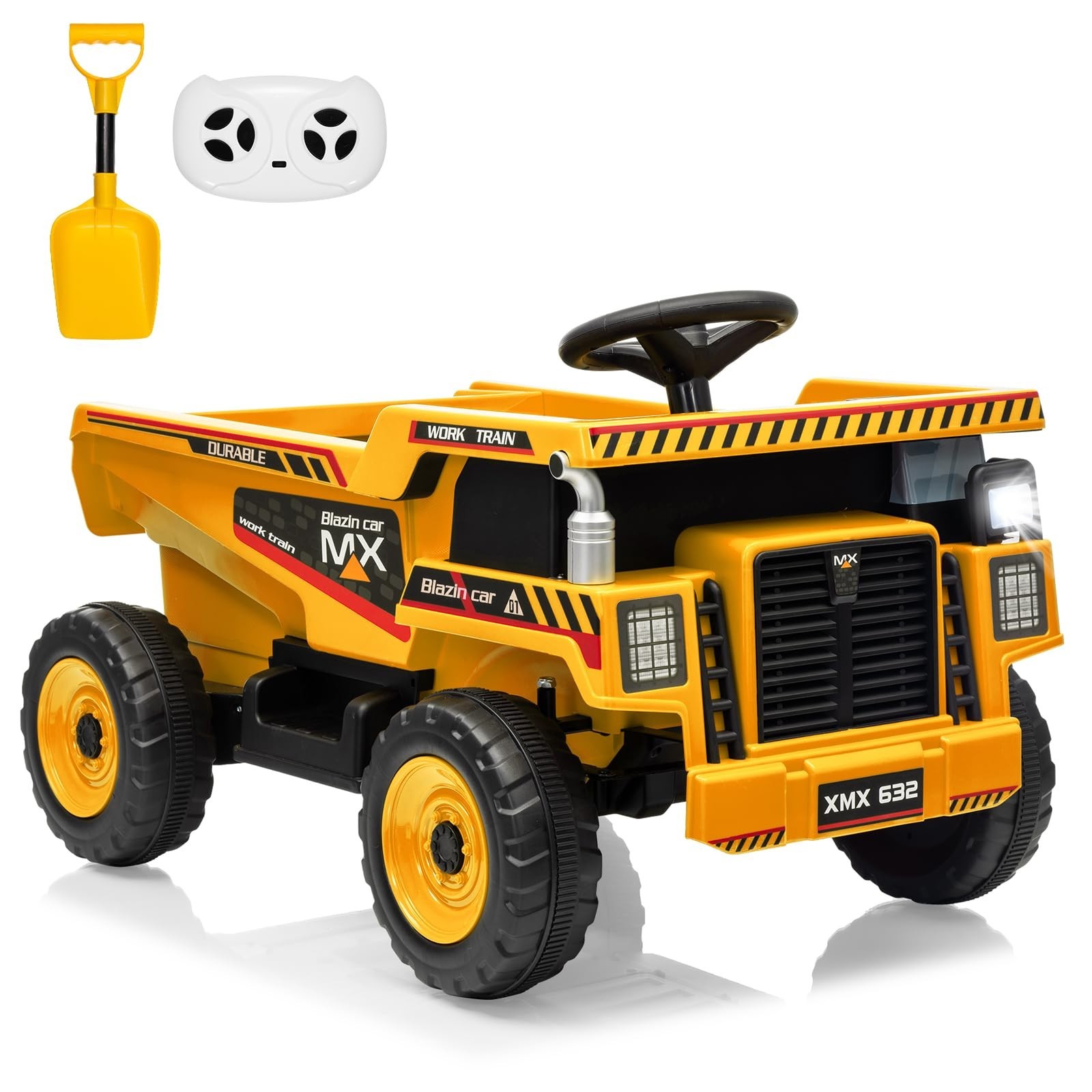 12V Ride On Dump Truck For Kids Electric Ride On Car Toys With Dump Bed & Shovel